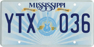 MS license plate YTX036