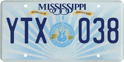 MS license plate YTX038
