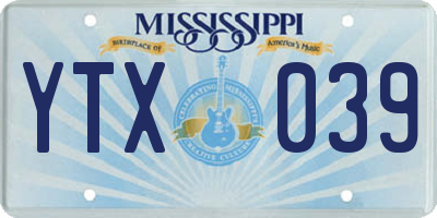 MS license plate YTX039