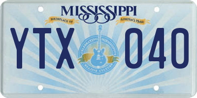 MS license plate YTX040