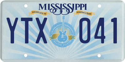 MS license plate YTX041