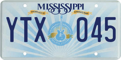 MS license plate YTX045