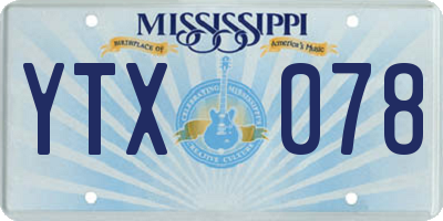 MS license plate YTX078