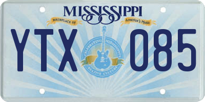 MS license plate YTX085