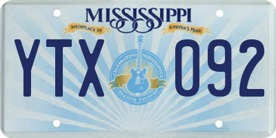 MS license plate YTX092