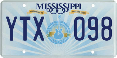 MS license plate YTX098