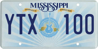 MS license plate YTX100