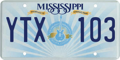 MS license plate YTX103