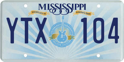MS license plate YTX104