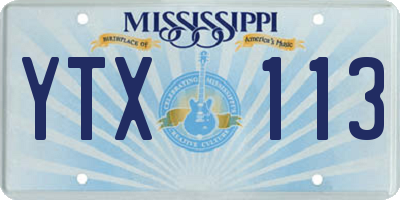 MS license plate YTX113