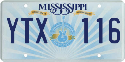 MS license plate YTX116