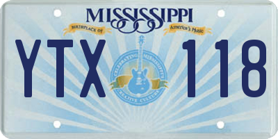 MS license plate YTX118