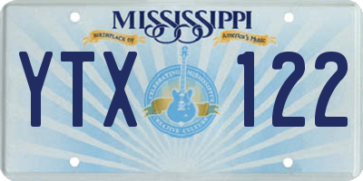 MS license plate YTX122