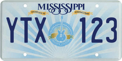 MS license plate YTX123