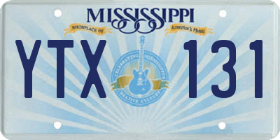 MS license plate YTX131