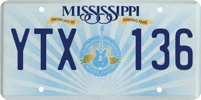 MS license plate YTX136