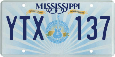 MS license plate YTX137