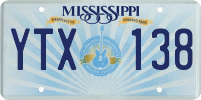 MS license plate YTX138
