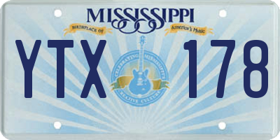 MS license plate YTX178