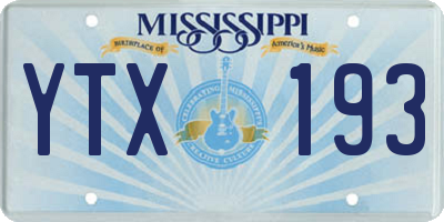 MS license plate YTX193