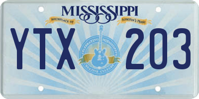 MS license plate YTX203