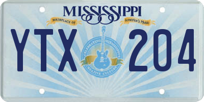 MS license plate YTX204