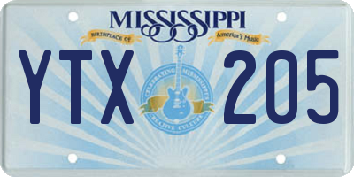 MS license plate YTX205
