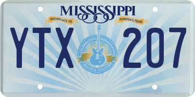 MS license plate YTX207