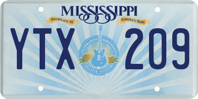 MS license plate YTX209