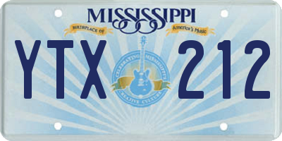 MS license plate YTX212