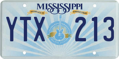 MS license plate YTX213