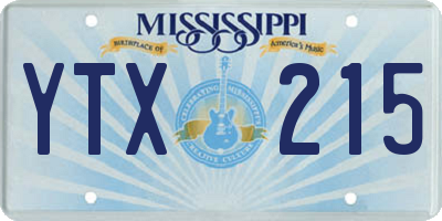 MS license plate YTX215