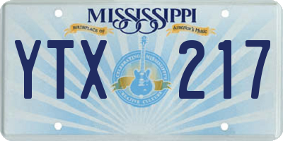 MS license plate YTX217