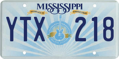 MS license plate YTX218