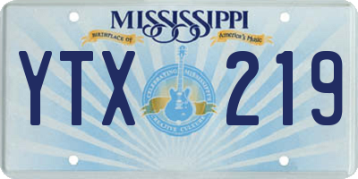 MS license plate YTX219