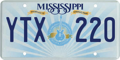 MS license plate YTX220
