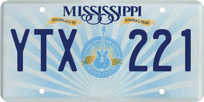 MS license plate YTX221