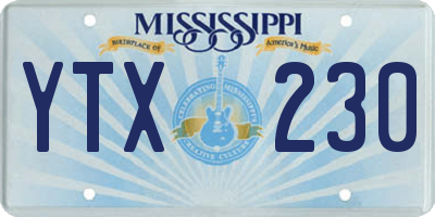 MS license plate YTX230