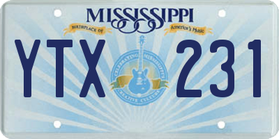 MS license plate YTX231