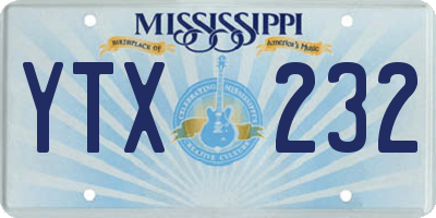 MS license plate YTX232