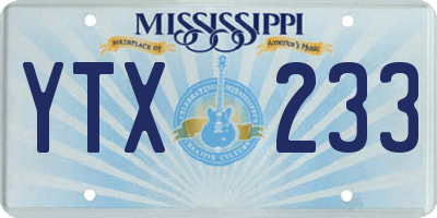 MS license plate YTX233