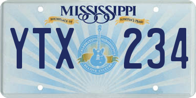 MS license plate YTX234