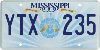 MS license plate YTX235