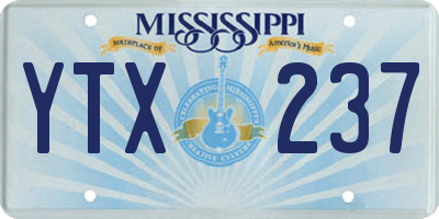 MS license plate YTX237