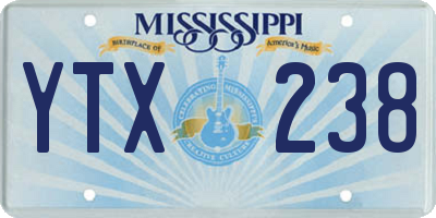 MS license plate YTX238