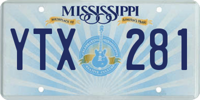 MS license plate YTX281