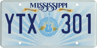MS license plate YTX301