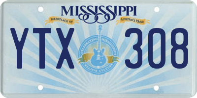 MS license plate YTX308