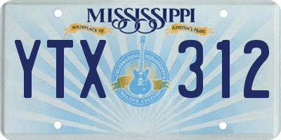 MS license plate YTX312