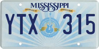 MS license plate YTX315